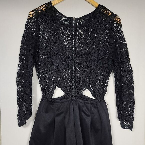 Missguided Lace Top Black Size Med Women's Romper - Picture 8 of 11